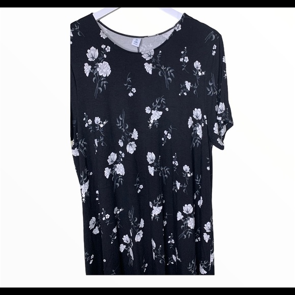 OLD NAVY Tall Swing Dress With Floral Print & Cap Sleeves Black Size XXL (2X) - Picture 5 of 8